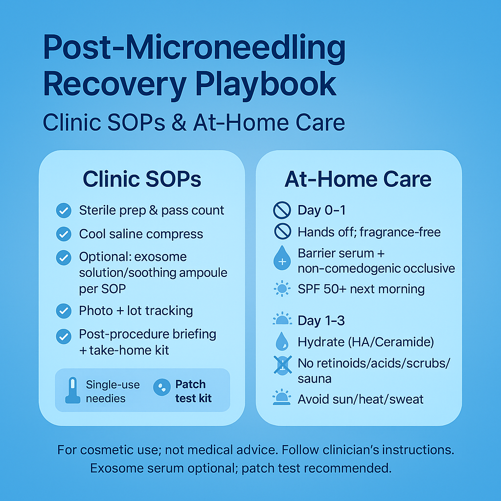Post-Microneedling Recovery Playbook: Clinic SOPs & At-Home Care