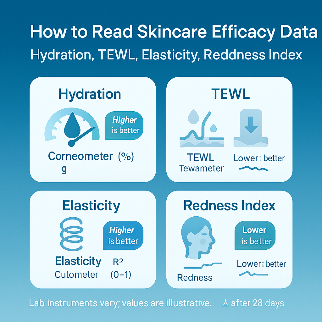How to Read Skincare Efficacy Data: Hydration, TEWL, Elasticity, and Redness Index